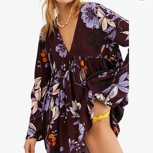 Free People Floral Tunic in Purple and Orange